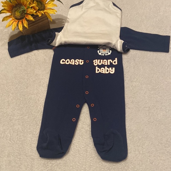 NEW TINY TROOPER Baby 0-3M 100% Cotton Two Piece Coast Guard Outfits - Picture 3 of 6